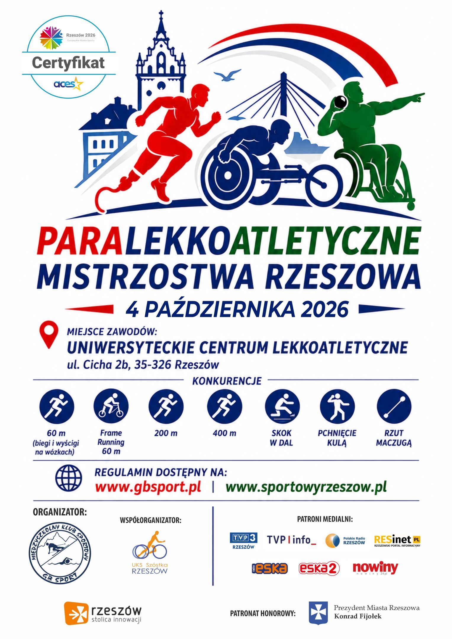 Plakat Paralekkoatletycznych Mistrzostw Rzeszowa